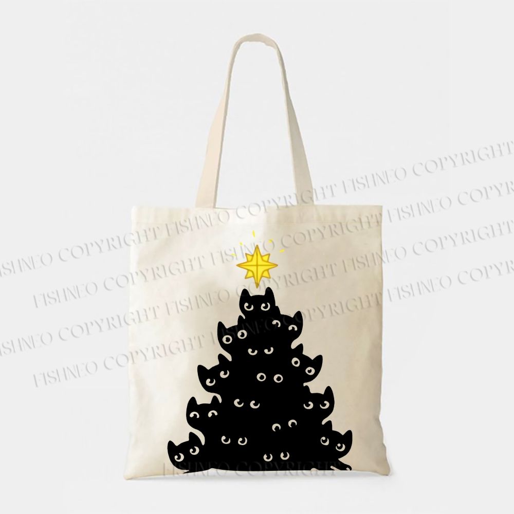 Black Cat Christmas Tree Tote Bag