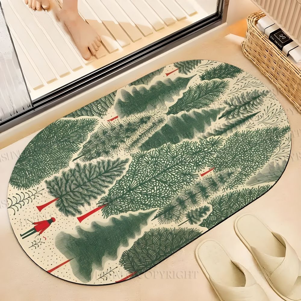 Christmas Style Forest Printed Bath Mat
