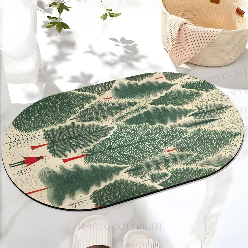 Christmas Style Forest Printed Bath Mat