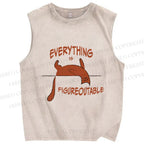 Unisex Everything is Figureoutable Cat Printed Washed Tank Top