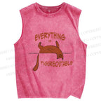 Unisex Everything is Figureoutable Cat Printed Washed Tank Top