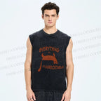 Unisex Everything is Figureoutable Cat Printed Washed Tank Top