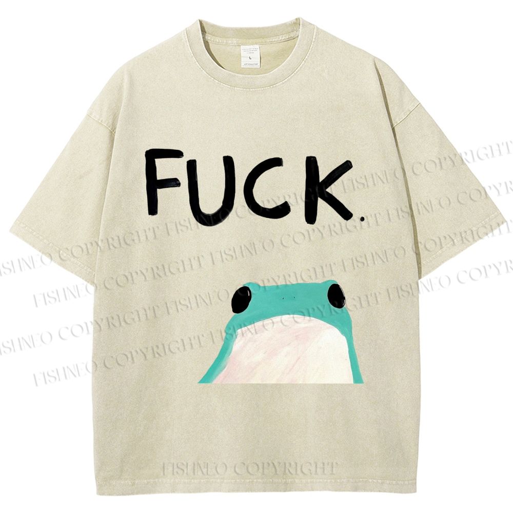 Unisex Fuck Frog Printed Washed Tee