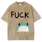 Unisex Fuck Frog Printed Washed Tee