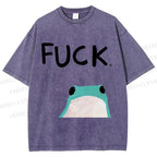 Unisex Fuck Frog Printed Washed Tee