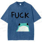 Unisex Fuck Frog Printed Washed Tee