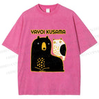 Unisex Yayoi Kusama Bear with Eagle Printed Washed Tee