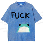 Unisex Fuck Frog Printed Washed Tee