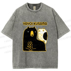 Unisex Yayoi Kusama Bear with Eagle Printed Washed Tee