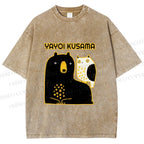 Unisex Yayoi Kusama Bear with Eagle Printed Washed Tee