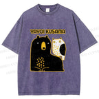 Unisex Yayoi Kusama Bear with Eagle Printed Washed Tee