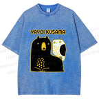Unisex Yayoi Kusama Bear with Eagle Printed Washed Tee