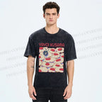 Unisex Yayoi Kusama Pink Daisy With Ladybug Printed Washed Tee