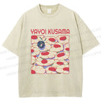 Unisex Yayoi Kusama Pink Daisy With Ladybug Printed Washed Tee
