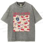 Unisex Yayoi Kusama Pink Daisy With Ladybug Printed Washed Tee