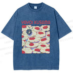 Unisex Yayoi Kusama Pink Daisy With Ladybug Printed Washed Tee
