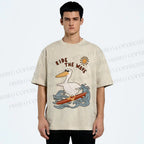 Unisex Chic Pelecanus Ride the Wave Printed Washed Tee