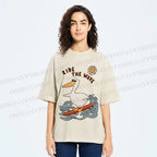 Unisex Chic Pelecanus Ride the Wave Printed Washed Tee