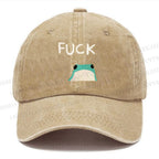 Unisex Vintage Casual Fuck Frog Washed Cap