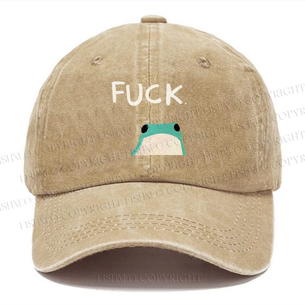 Unisex Vintage Casual Fuck Frog Washed Cap