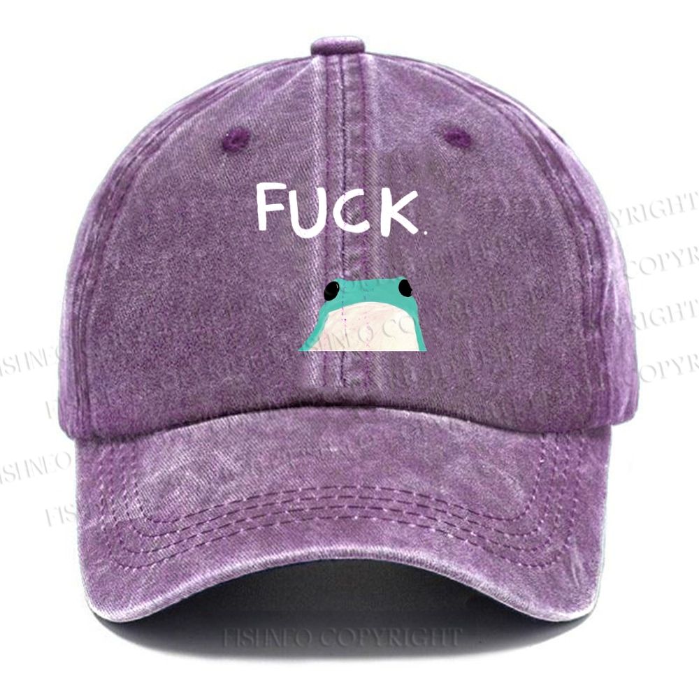 Unisex Vintage Casual Fuck Frog Washed Cap