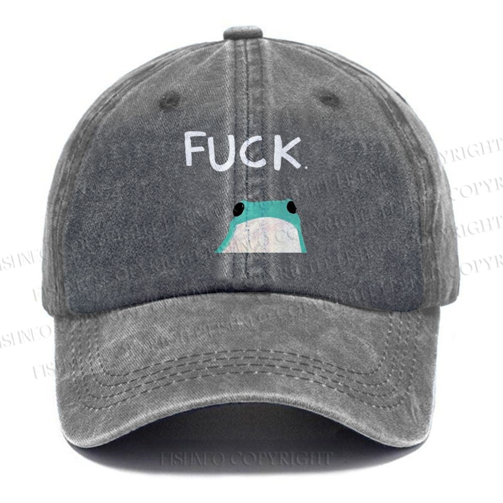 Unisex Vintage Casual Fuck Frog Washed Cap