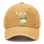 Unisex Vintage Casual Fuck Frog Washed Cap