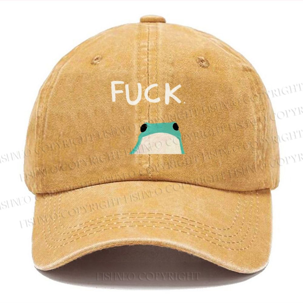 Unisex Vintage Casual Fuck Frog Washed Cap