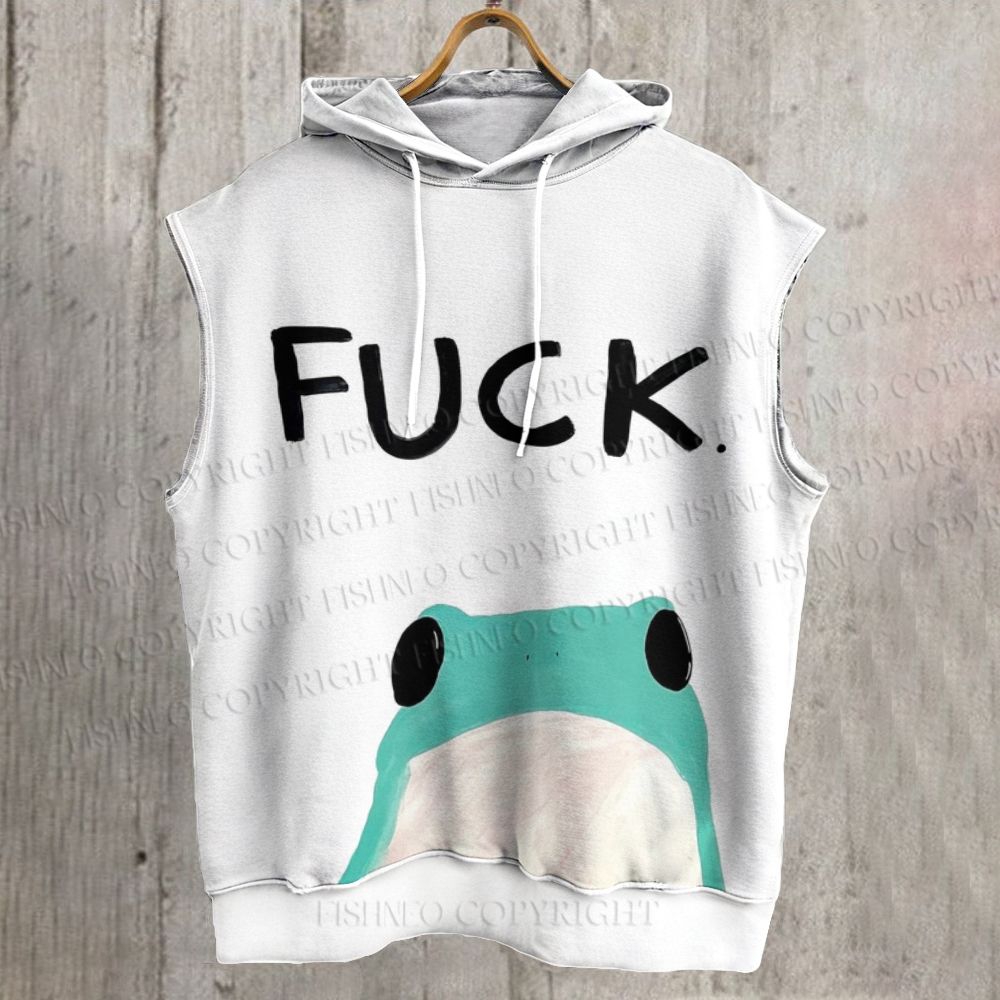Unisex Fuck Frog Printed Sleeveless Hoodie