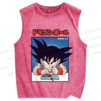 Unisex Son Goku Printed Washed Tank Top