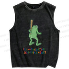 Unisex Malley Frogs Printed Washed Tank Top