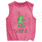 Unisex Malley Frogs Printed Washed Tank Top