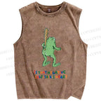 Unisex Malley Frogs Printed Washed Tank Top