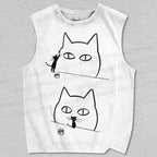 Unisex Art Cat Printed Tank Top