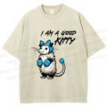 Unisex I Am A Good Kitty Opossum Printed Washed Tee
