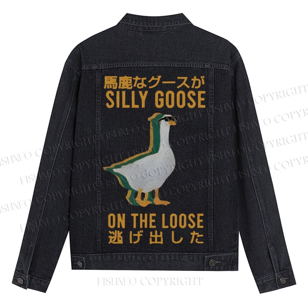 Silly Goose On The Loose Printed Denim Jacket