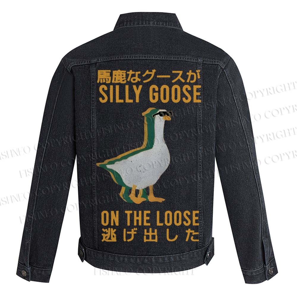Silly Goose On The Loose Printed Denim Jacket