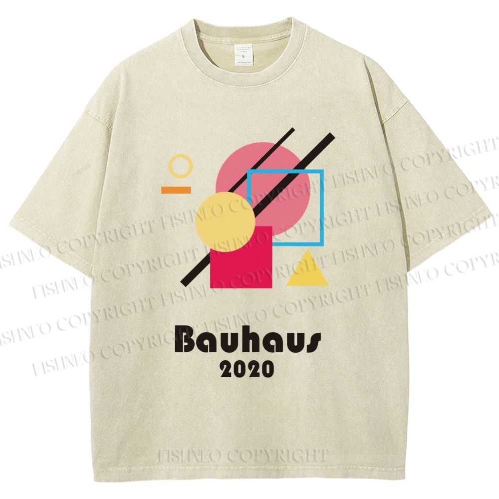 Unisex Bauhaus Geometry Printed Washed Tee