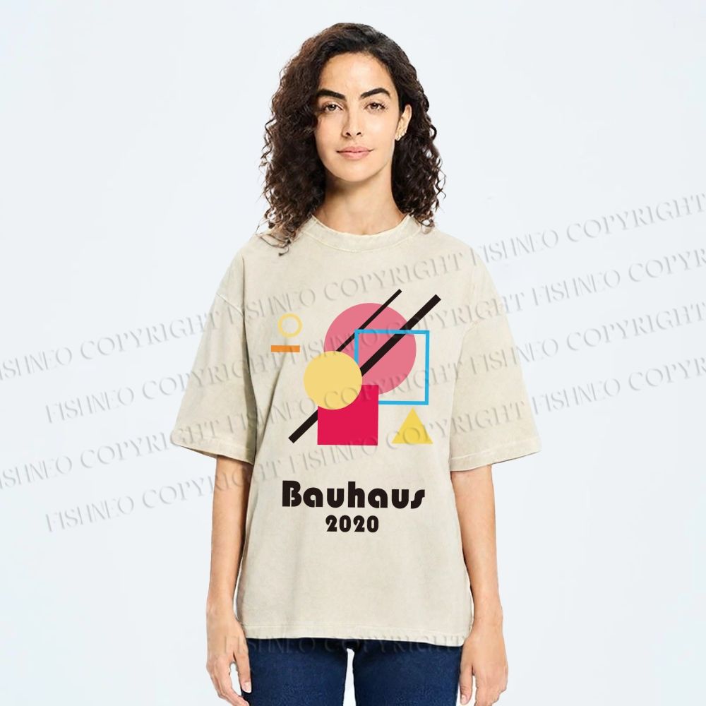 Unisex Bauhaus Geometry Printed Washed Tee