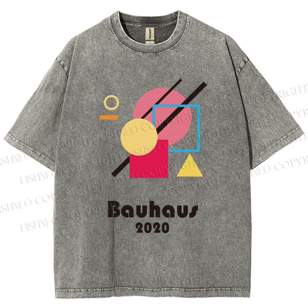 Unisex Bauhaus Geometry Printed Washed Tee