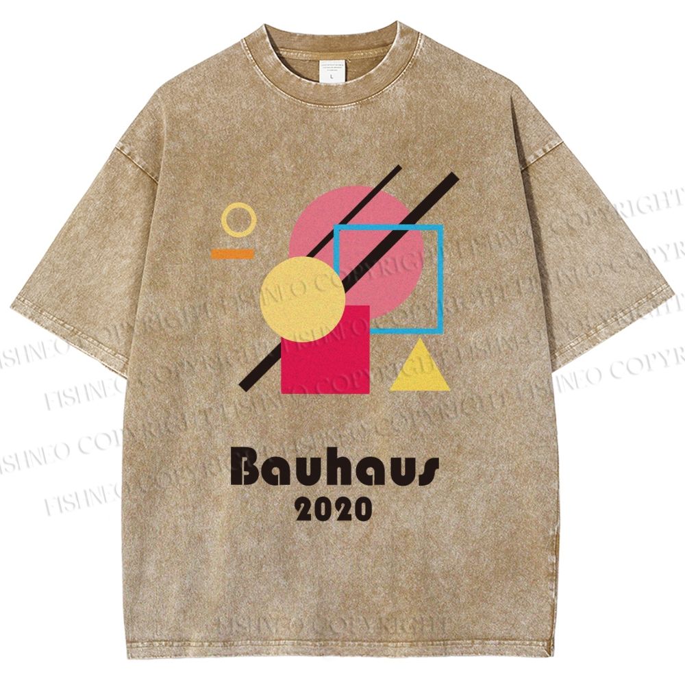 Unisex Bauhaus Geometry Printed Washed Tee