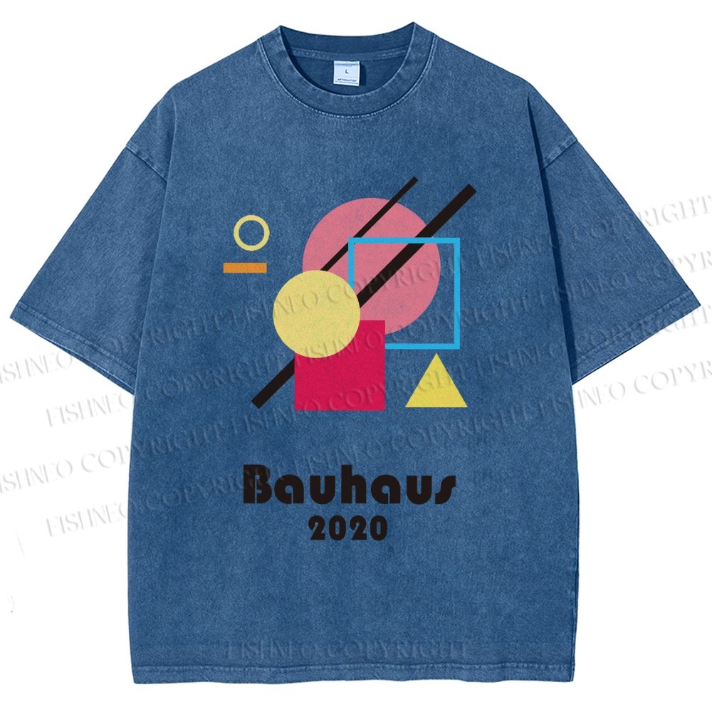 Unisex Bauhaus Geometry Printed Washed Tee