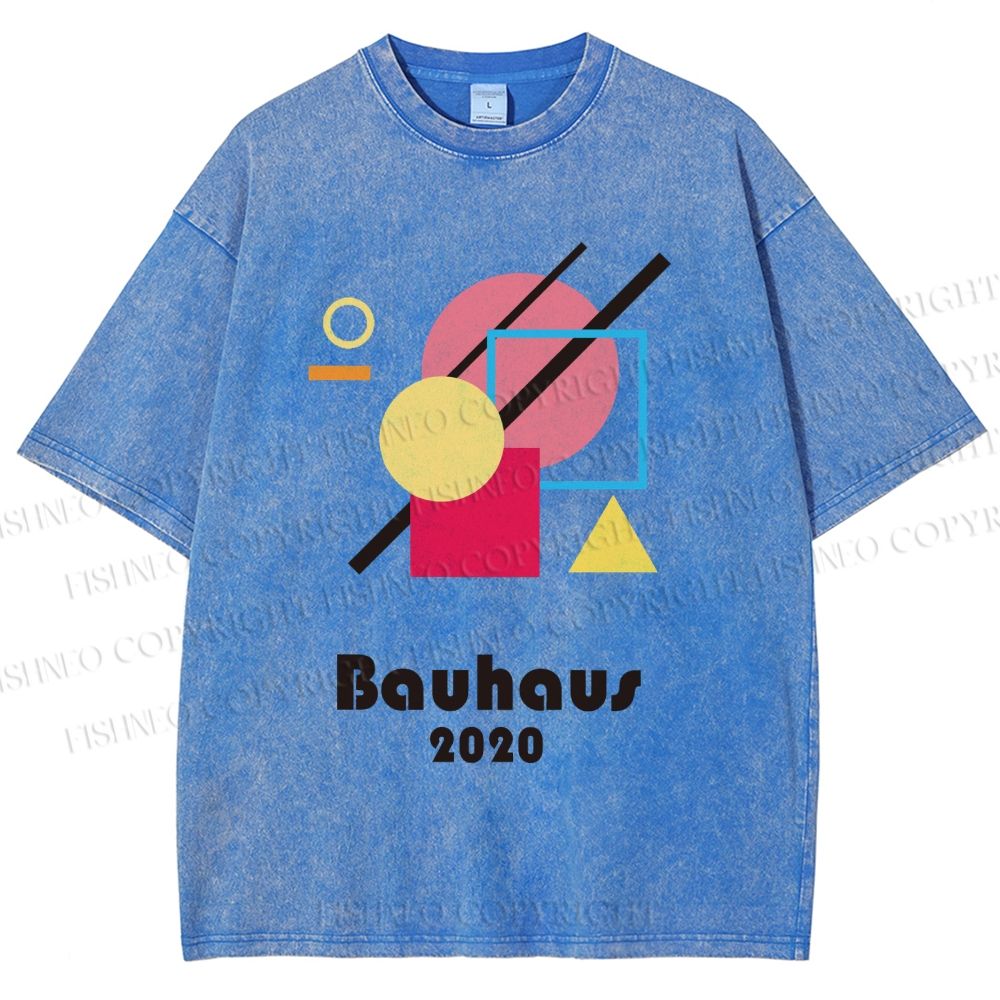 Unisex Bauhaus Geometry Printed Washed Tee