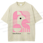 Unisex Bauhaus Art Geometry Printed Washed Tee