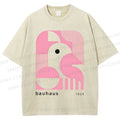 Unisex Bauhaus Art Geometry Printed Washed Tee