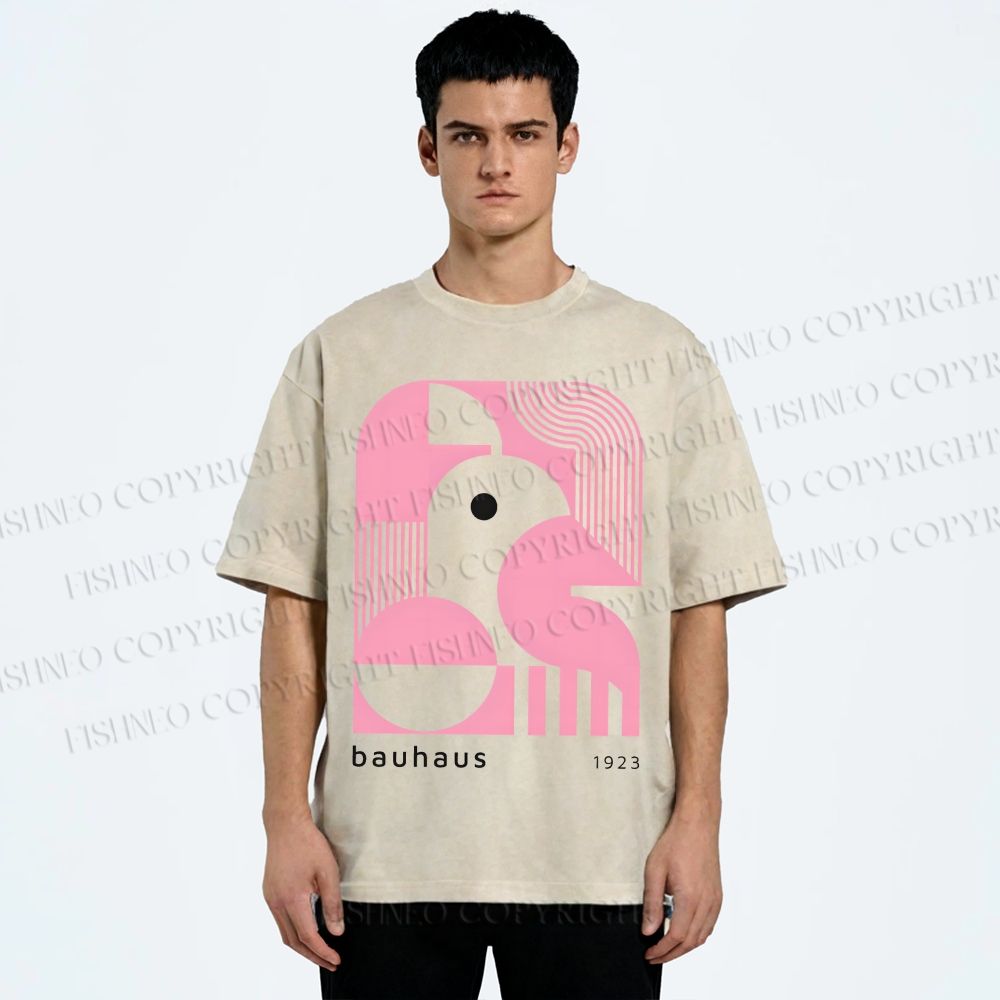 Unisex Bauhaus Art Geometry Printed Washed Tee
