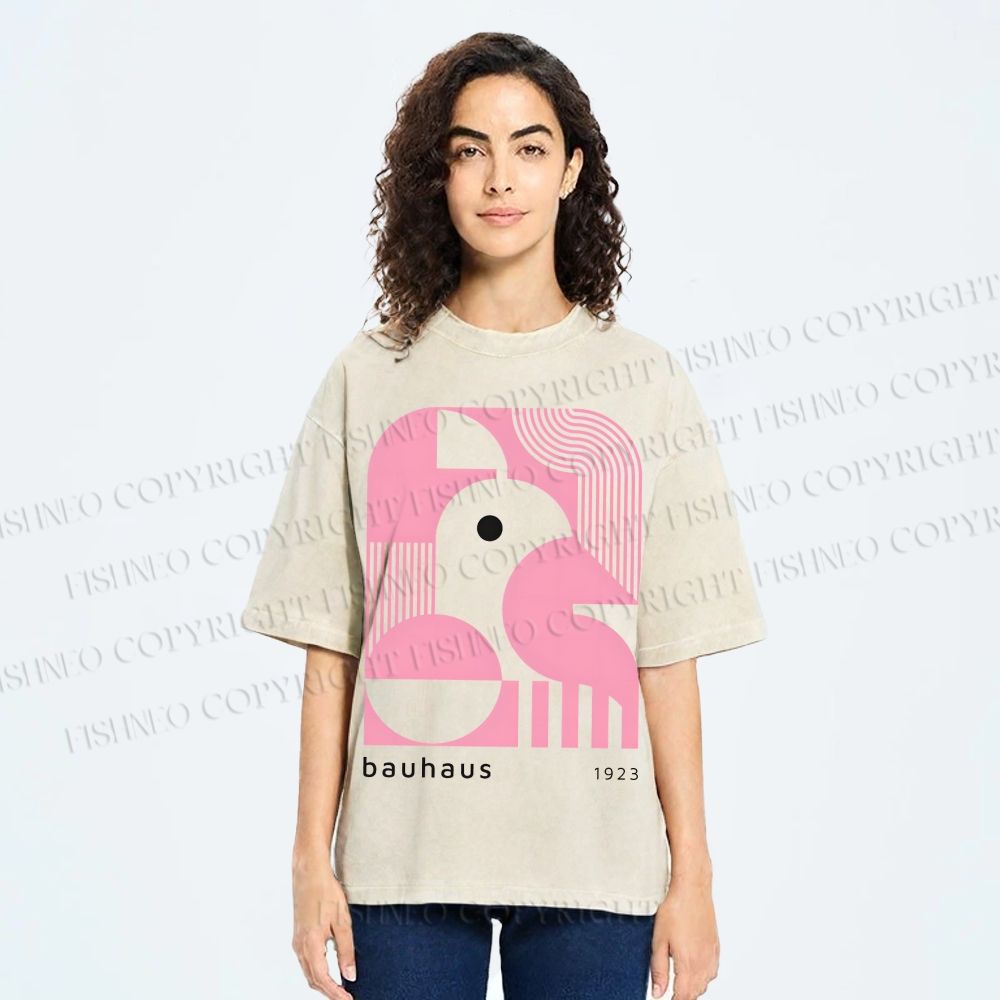 Unisex Bauhaus Art Geometry Printed Washed Tee