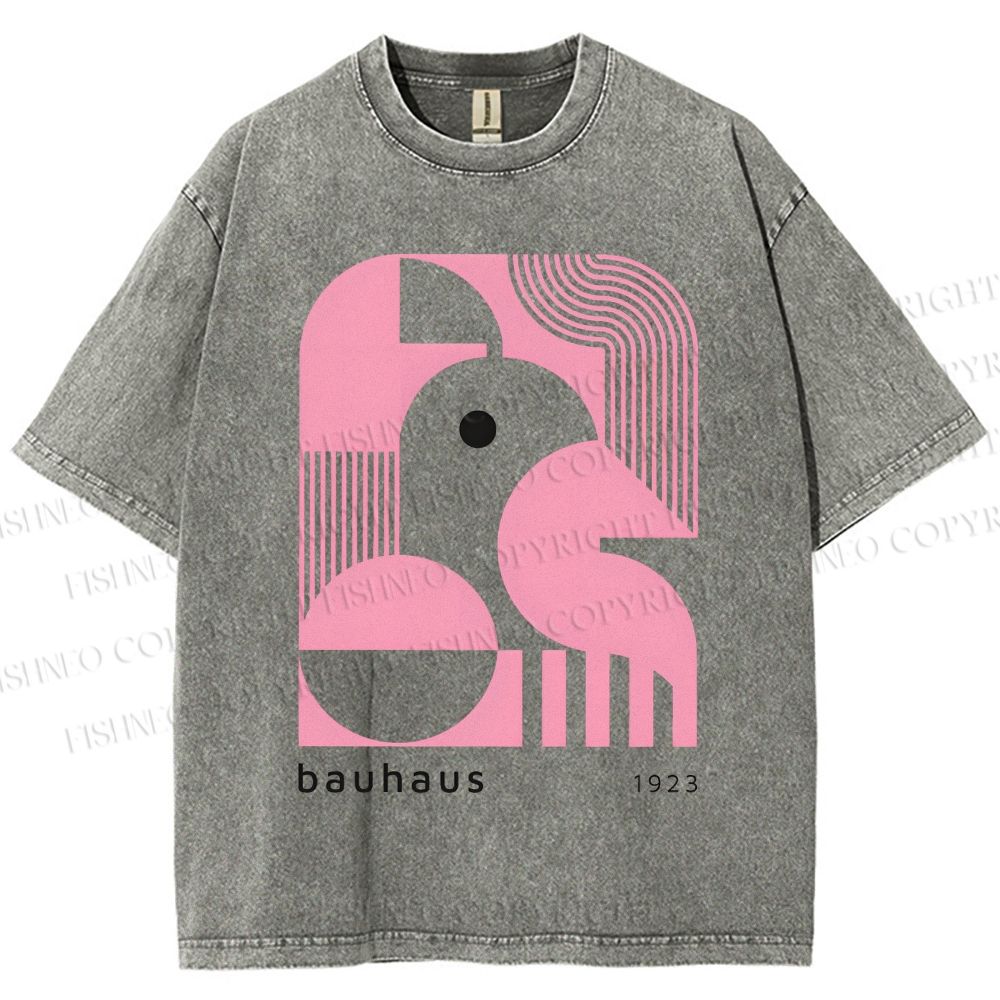 Unisex Bauhaus Art Geometry Printed Washed Tee