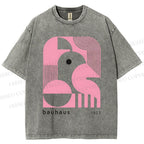 Unisex Bauhaus Art Geometry Printed Washed Tee