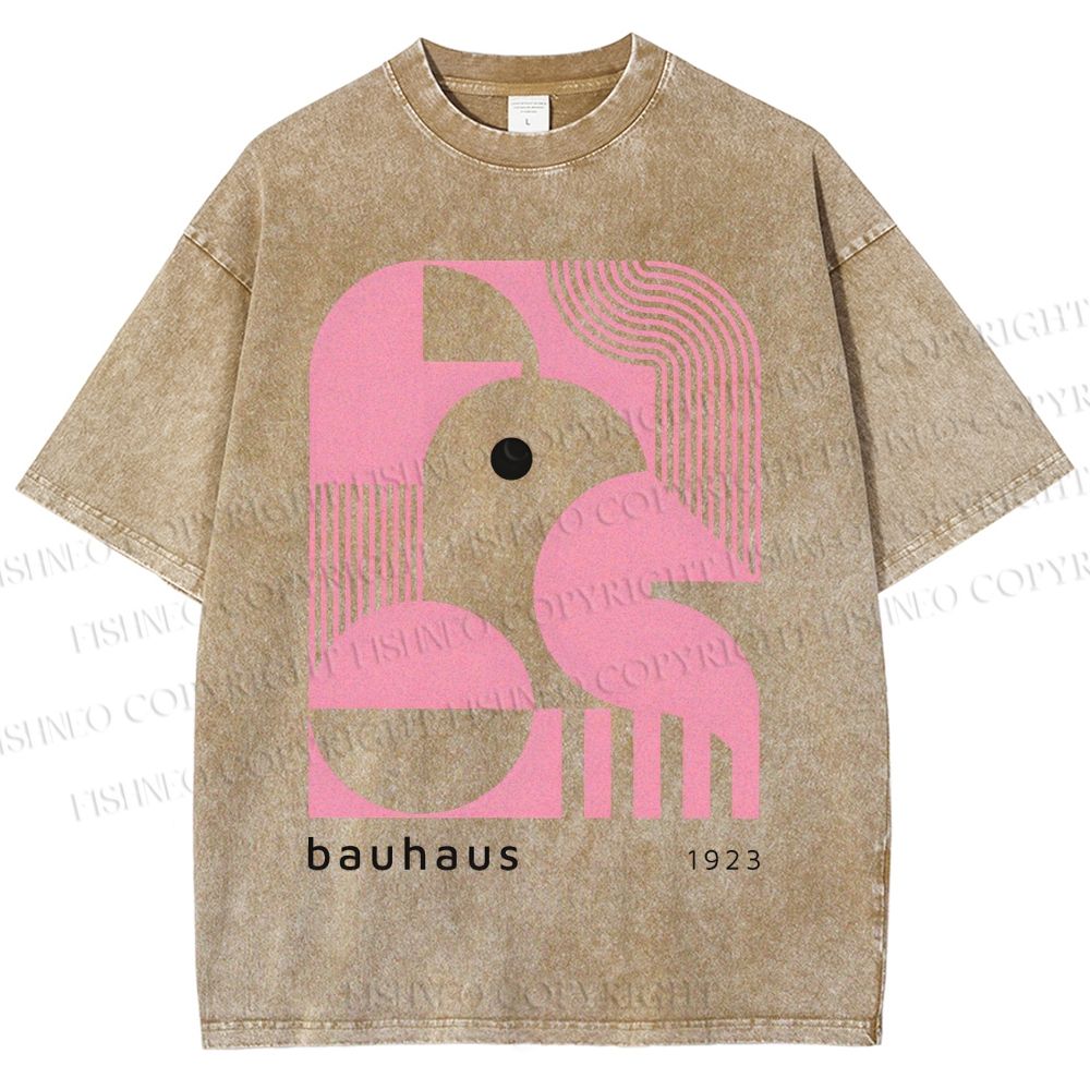 Unisex Bauhaus Art Geometry Printed Washed Tee